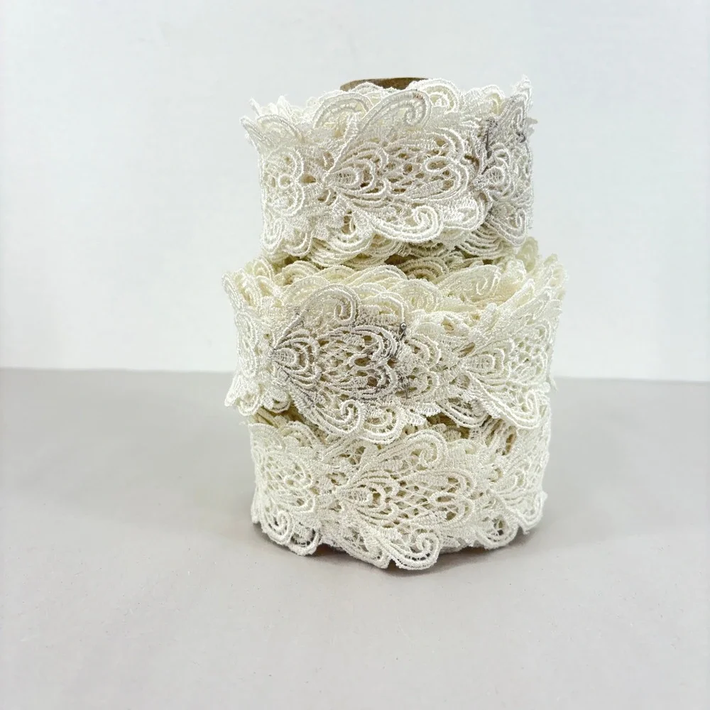 Ivory Venice Lace Trim Scallop Floral Embroidered Guipure Sew Craft  Bridal 15yd